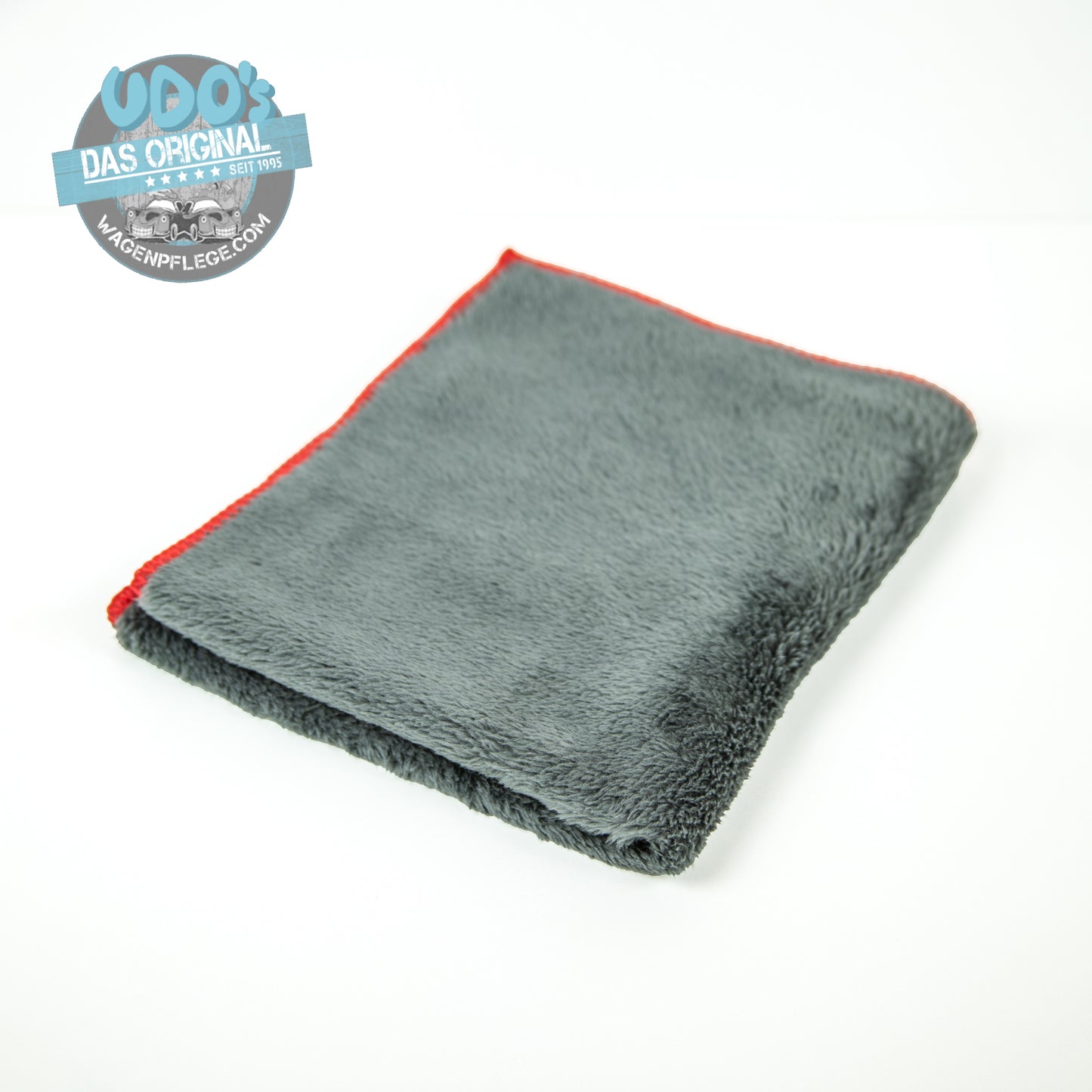 Udo´s super weiches Alpaca Microfasertuch Grau/Saum Rot