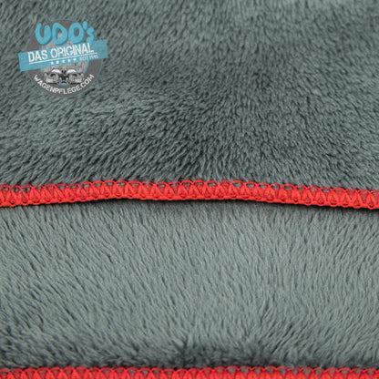 Udo´s super weiches Alpaca Microfasertuch Grau/Saum Rot